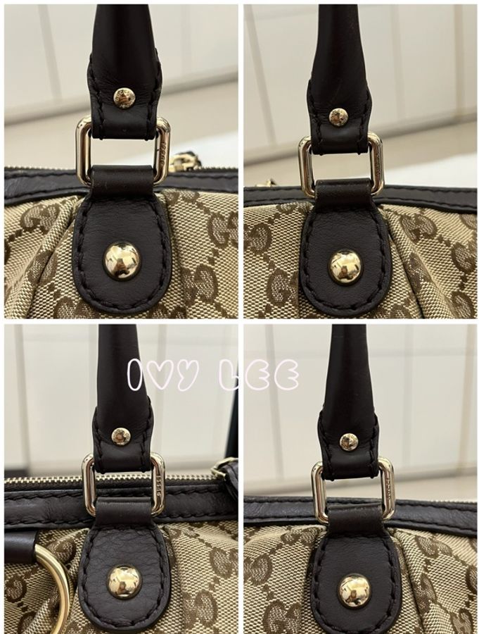 Gucci Sukey 247902 女式真皮 GG帆布手提包 黑色邊單肩包 二手精品-10