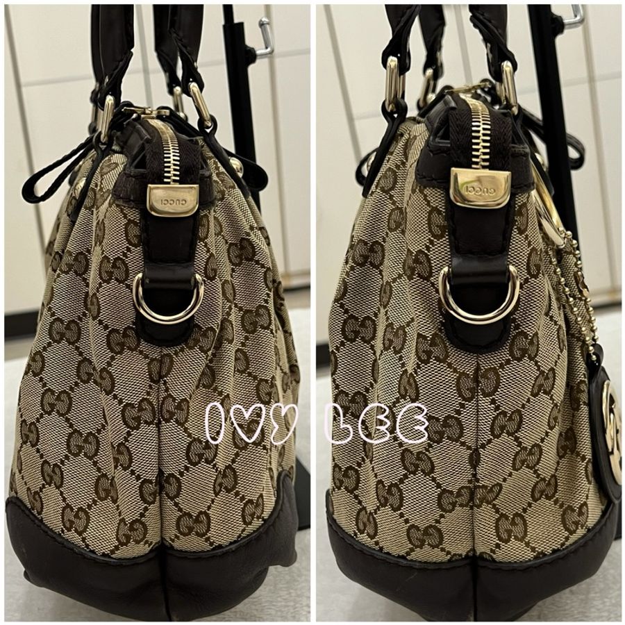 Gucci Sukey 247902 女式真皮 GG帆布手提包 黑色邊單肩包 二手精品-18