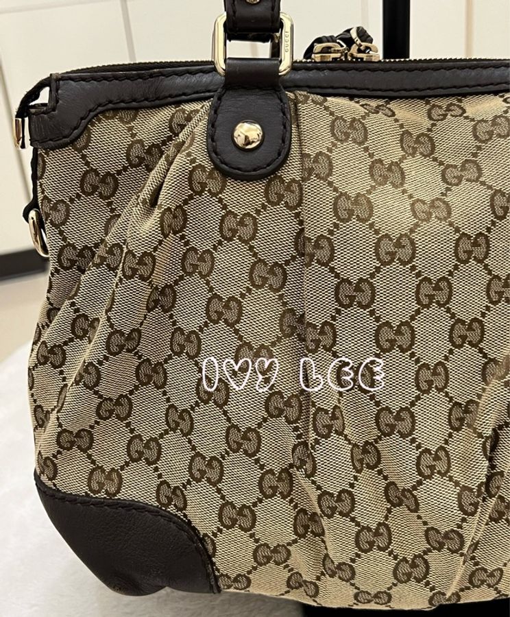 Gucci Sukey 247902 女式真皮 GG帆布手提包 黑色邊單肩包 二手精品-19