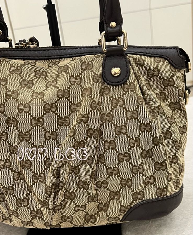 Gucci Sukey 247902 女式真皮 GG帆布手提包 黑色邊單肩包 二手精品-20