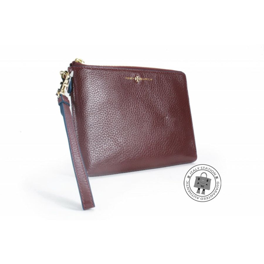 Tory Burch 22159116 Brody Large Wristlet Purple Calfskin Pouch Ghw-3