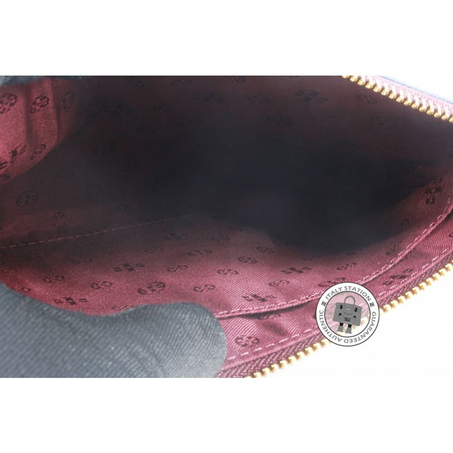 Tory Burch 22159116 Brody Large Wristlet Purple Calfskin Pouch Ghw-6
