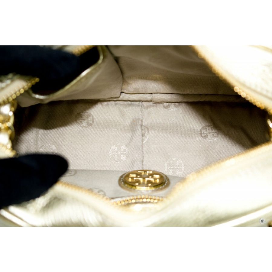 Tory Burch Thea Gold Metallic Leather Shoulder Bags Ghw-5