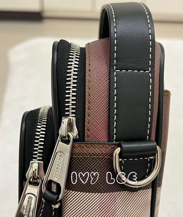 BURBERRY House Check 帆布小牛皮經典格紋 深樺木棕色 斜背包 肩背包 二手精品-5
