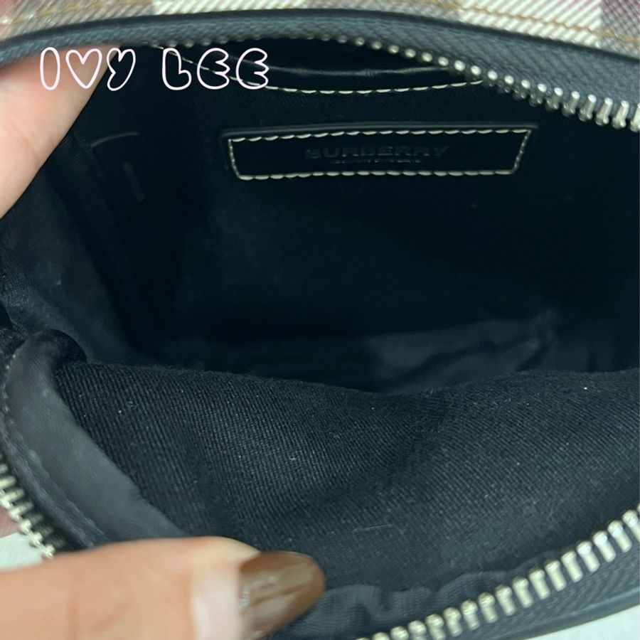 BURBERRY House Check 帆布小牛皮經典格紋 深樺木棕色 斜背包 肩背包 二手精品-7