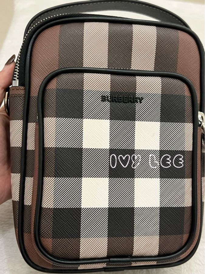 BURBERRY House Check 帆布小牛皮經典格紋 深樺木棕色 斜背包 肩背包 二手精品-21