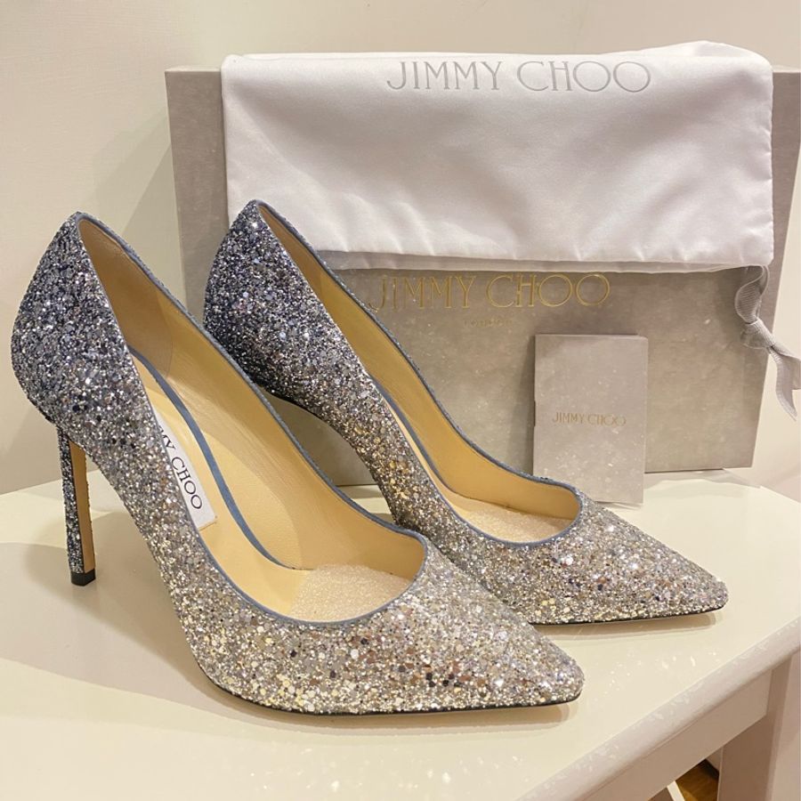 全新Jimmy choo 經典漸層亮片高跟鞋/婚鞋10cm-7