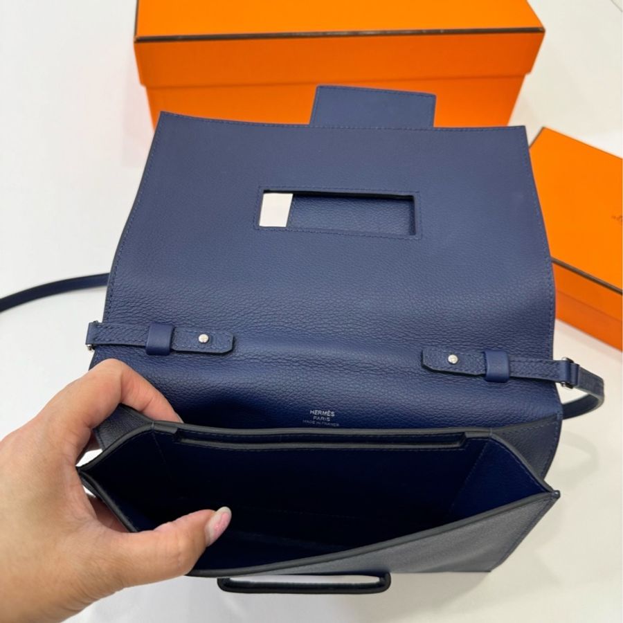 Hermes 愛馬仕 藍 紫 passant 信封包 斜背包 肩背包 側背包-5