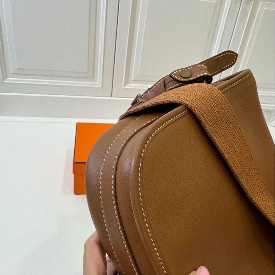 HERMES 愛馬仕 Vintage 棕 斜背包 肩背包 馬鞍包 側背包 手提包-9