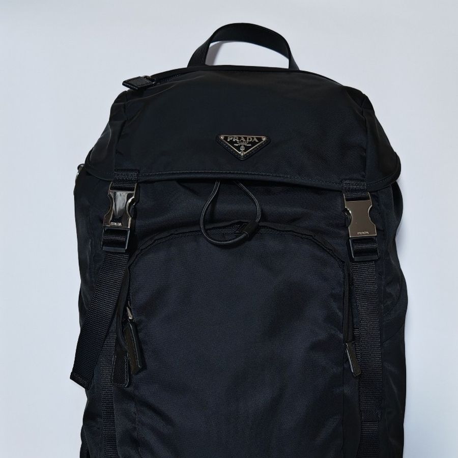 (已保留❌勿下單)Prada Re-nylon saffiano leather backpack 黑色中性款式後背包 尼龍 背囊 雙肩包 男女合用-6