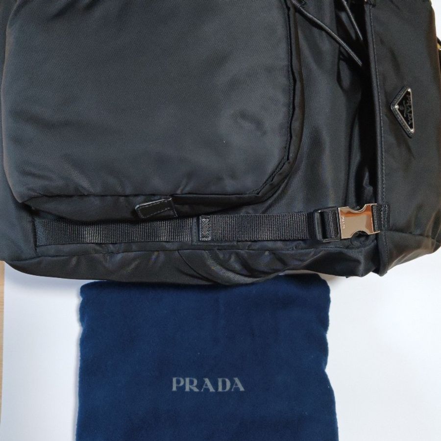 (已保留❌勿下單)Prada Re-nylon saffiano leather backpack 黑色中性款式後背包 尼龍 背囊 雙肩包 男女合用-8
