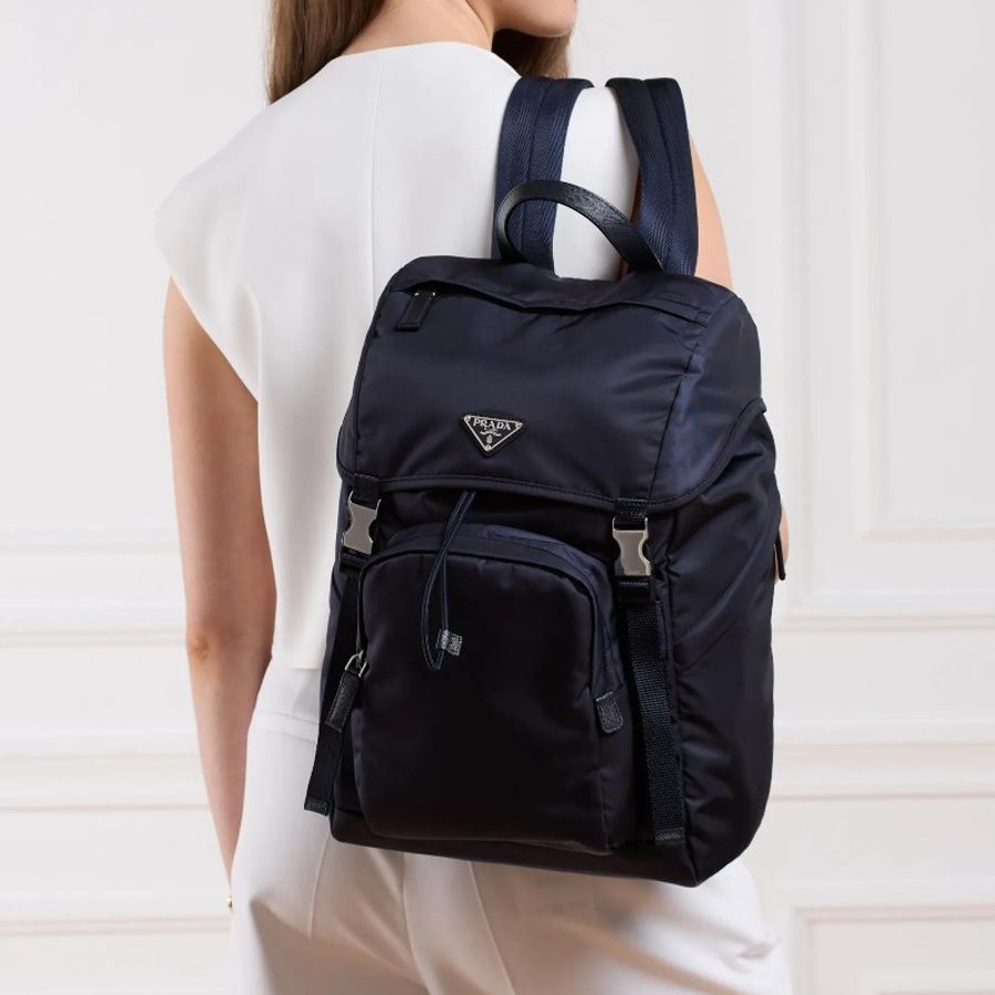 (已保留❌勿下單)Prada Re-nylon saffiano leather backpack 黑色中性款式後背包 尼龍 背囊 雙肩包 男女合用-9