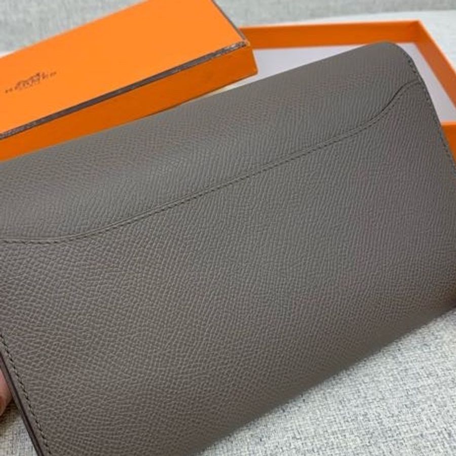 hermes 愛馬仕 constance 康康 銀釦 錫器灰 長夾 皮夾 皮包 錢包 錢夾 Woc 斜背包-12