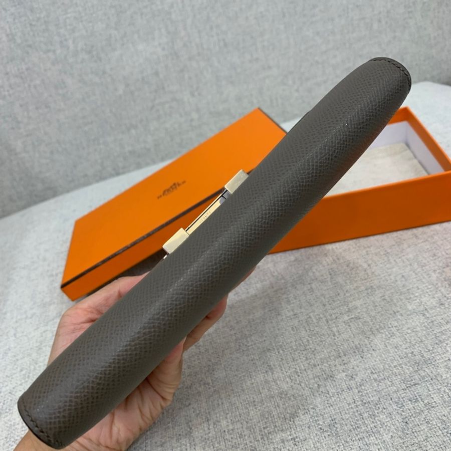 hermes 愛馬仕 constance 康康 銀釦 錫器灰 長夾 皮夾 皮包 錢包 錢夾 Woc 斜背包-17