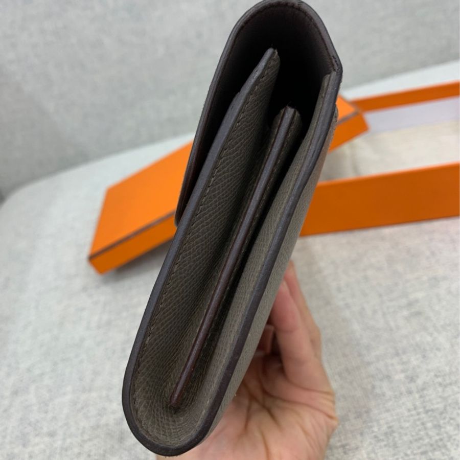 hermes 愛馬仕 constance 康康 銀釦 錫器灰 長夾 皮夾 皮包 錢包 錢夾 Woc 斜背包-18