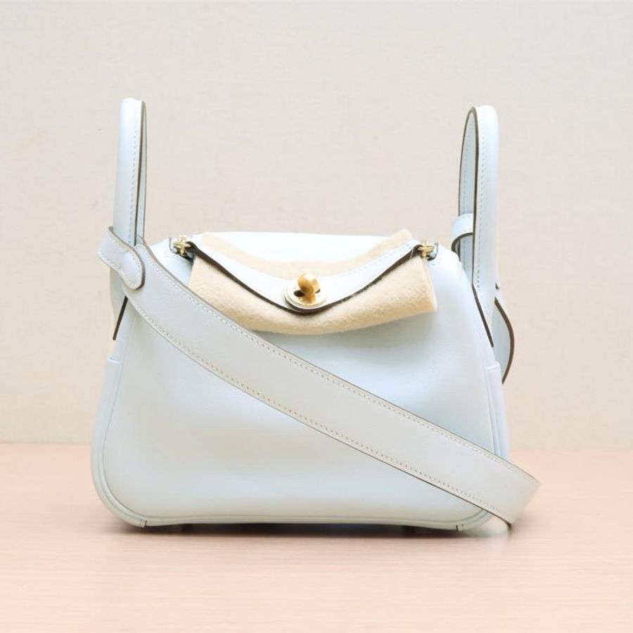 HERMES(愛馬仕) Lindy Mini T0霧霾藍 Swift皮 Z刻 金扣-0