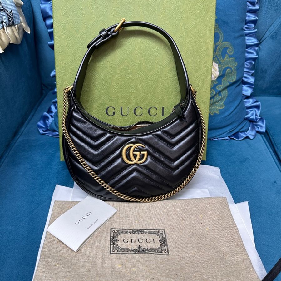 ❄️GUCCI 黑色MARMONT半月形迷你腋下肩背包699514/-0