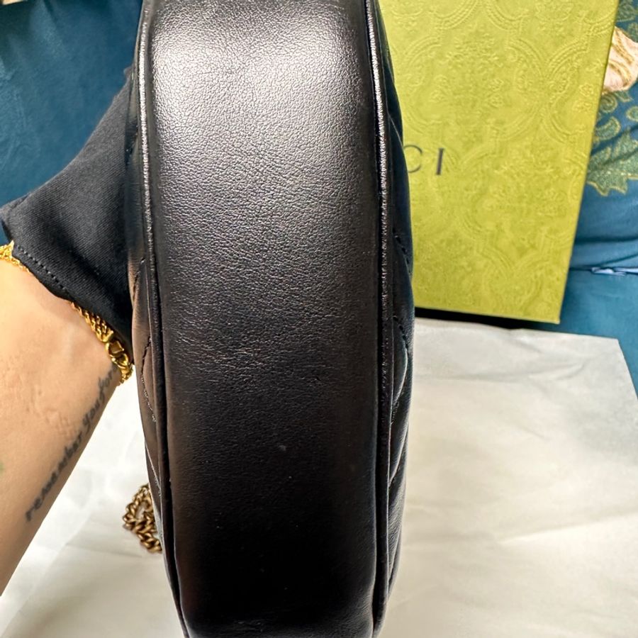 ❄️GUCCI 黑色MARMONT半月形迷你腋下肩背包699514/-2