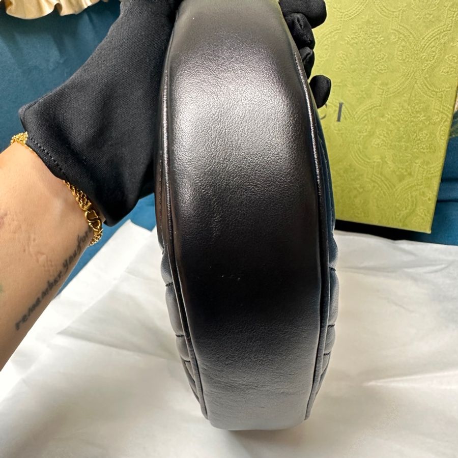❄️GUCCI 黑色MARMONT半月形迷你腋下肩背包699514/-3