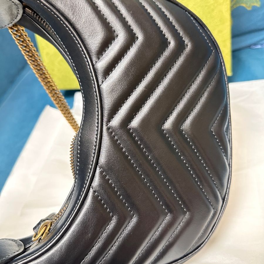 ❄️GUCCI 黑色MARMONT半月形迷你腋下肩背包699514/-6