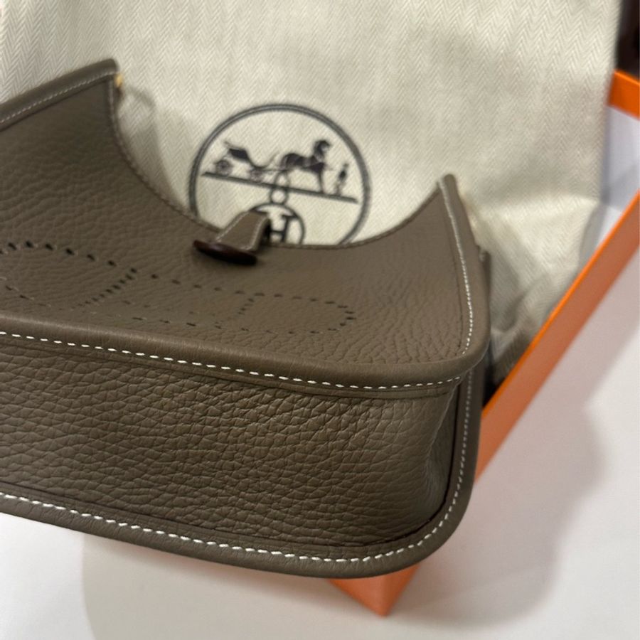 HERMES mini evelyne 16 大象灰金扣-8