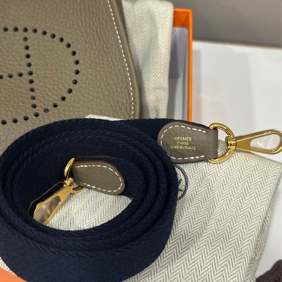 HERMES mini evelyne 16 大象灰金扣-11