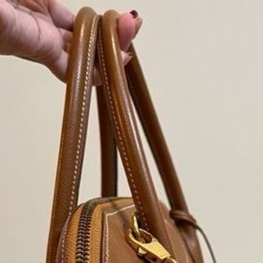 HERMES 愛馬仕 淺棕色 Bolide 35 手提包 斜背包 肩背包 側背包 保齡球包-28