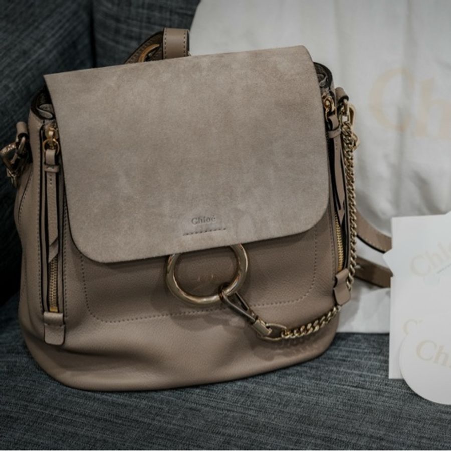Chloé Faye Small Textured-Leather and Suede Backpack-5