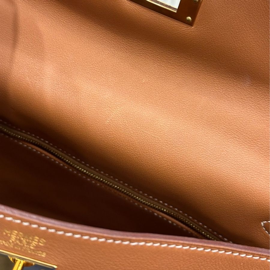 愛馬仕 Hermes Kelly 焦糖色 金棕 金扣 內縫 32 凱莉包 手提包 肩背包 斜背包 附絲巾-16