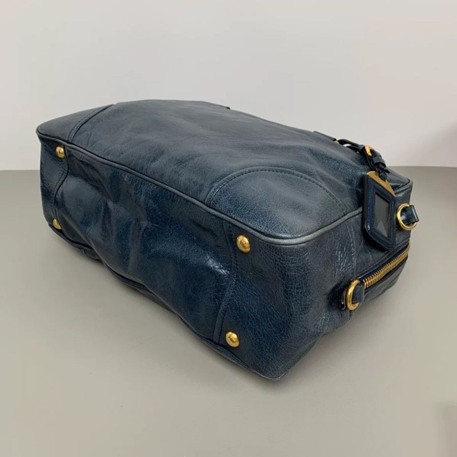 Prada油蠟牛皮手提斜挎包👜配原廠長背帶💝-12