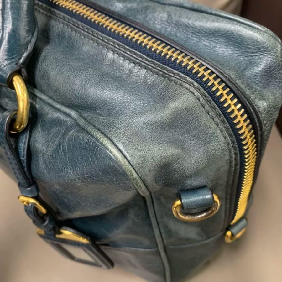 Prada油蠟牛皮手提斜挎包👜配原廠長背帶💝-19