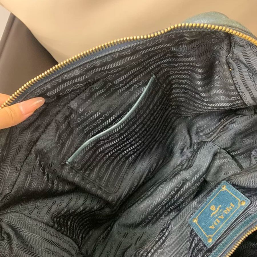 Prada油蠟牛皮手提斜挎包👜配原廠長背帶💝-34