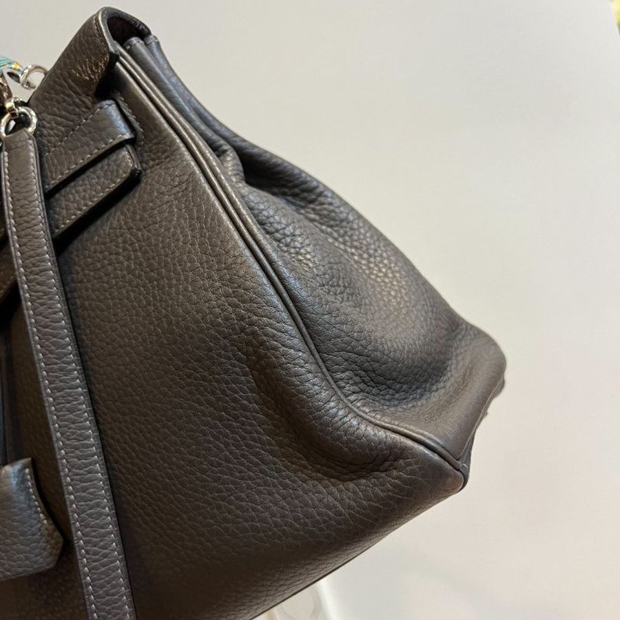 HERMES 愛馬仕 Kelly 32 灰 凱莉包 字母E 銀釦 手提包 斜背包 側背包 附絲巾-6