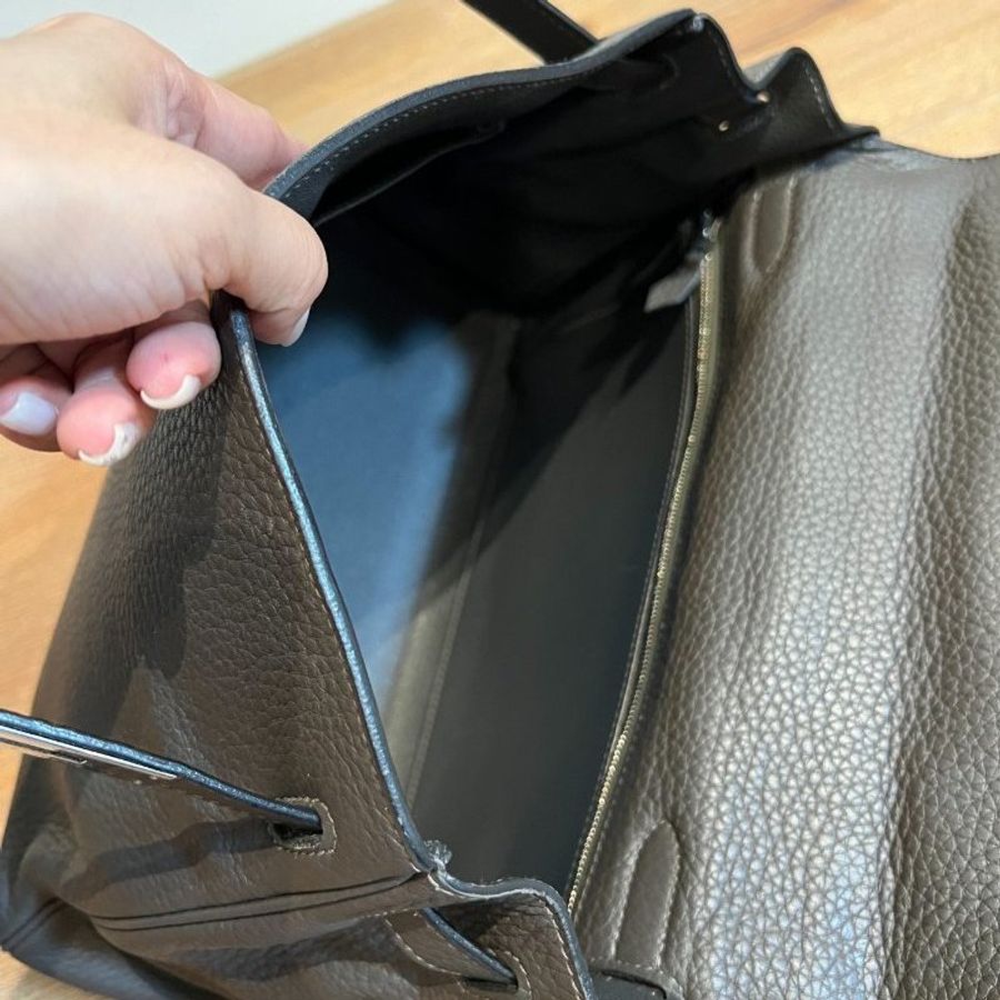 HERMES 愛馬仕 Kelly 32 灰 凱莉包 字母E 銀釦 手提包 斜背包 側背包 附絲巾-13