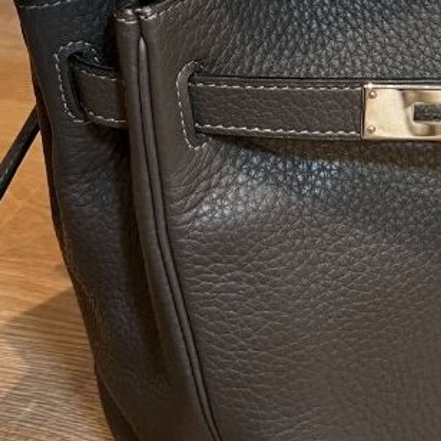 HERMES 愛馬仕 Kelly 32 灰 凱莉包 字母E 銀釦 手提包 斜背包 側背包 附絲巾-26