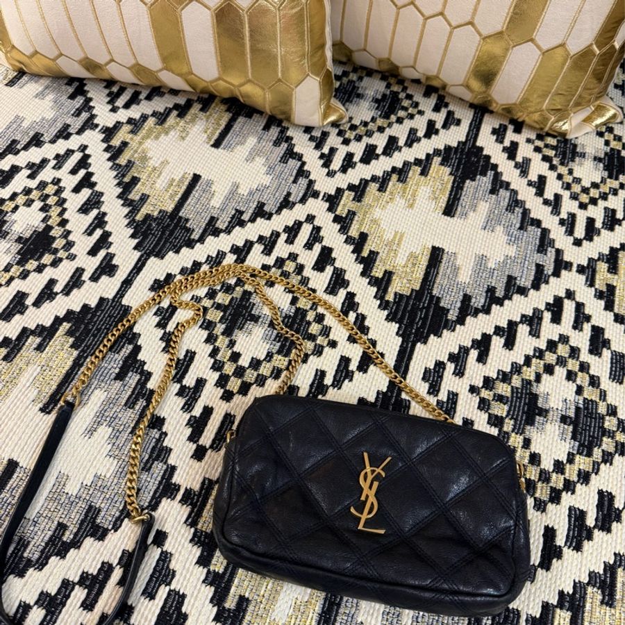 YSL古典金鍊斜背袋。斜背長夾-12