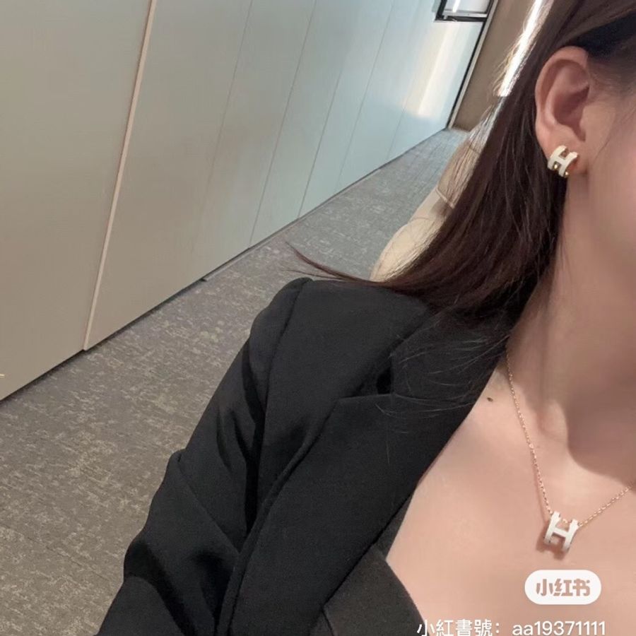 售HERMES・愛馬仕#mini pop H #耳釘奶白色-16