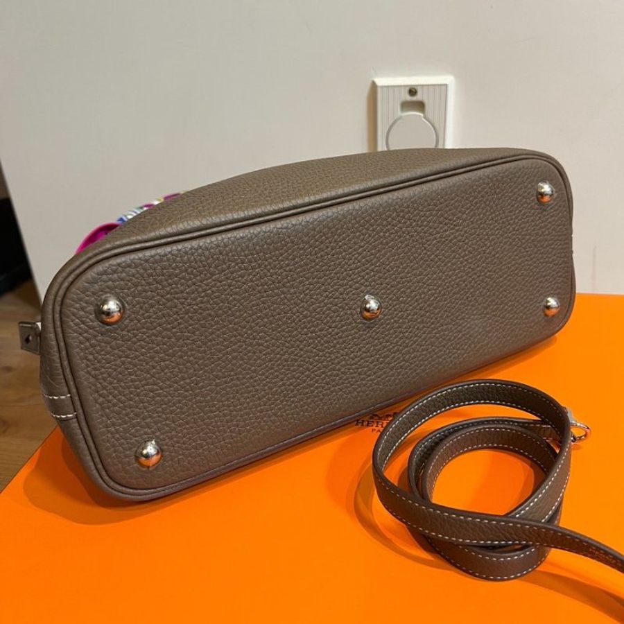hermes bolide 31 大象灰 色號18 斜背包 肩背包 手提包 保齡球包 側背包 附絲巾-7
