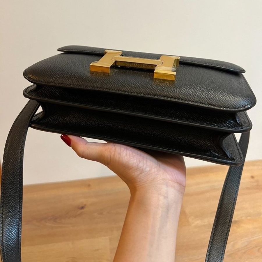 HERMÈS 愛馬仕 Constance 24 Epsom皮 康康 經典黑 黑金 玫瑰 金釦 斜背包 肩背包 手提包 側背包-2