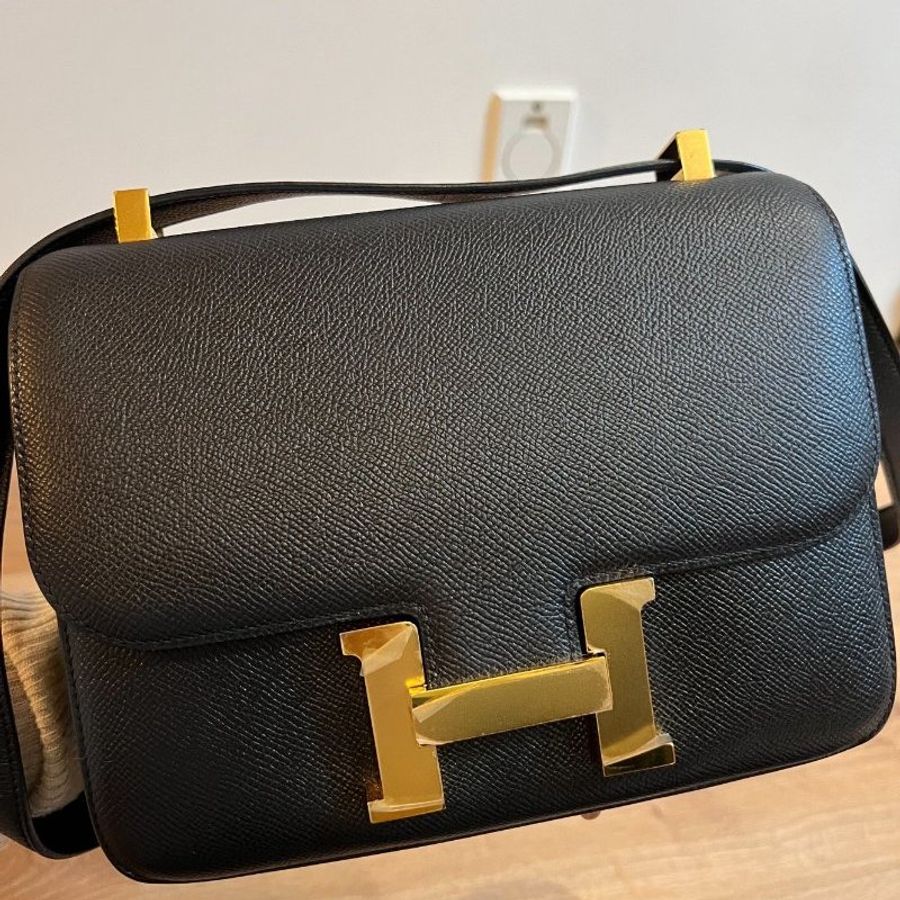 HERMÈS 愛馬仕 Constance 24 Epsom皮 康康 經典黑 黑金 玫瑰 金釦 斜背包 肩背包 手提包 側背包-26