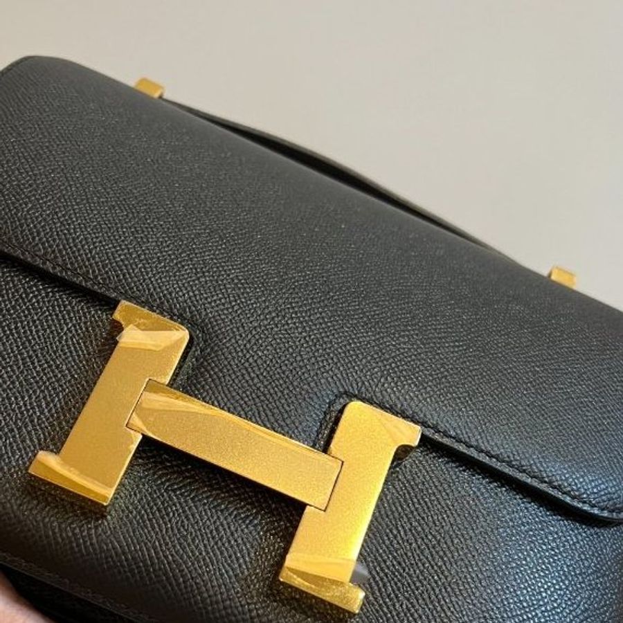 HERMÈS 愛馬仕 Constance 24 Epsom皮 康康 經典黑 黑金 玫瑰 金釦 斜背包 肩背包 手提包 側背包-31
