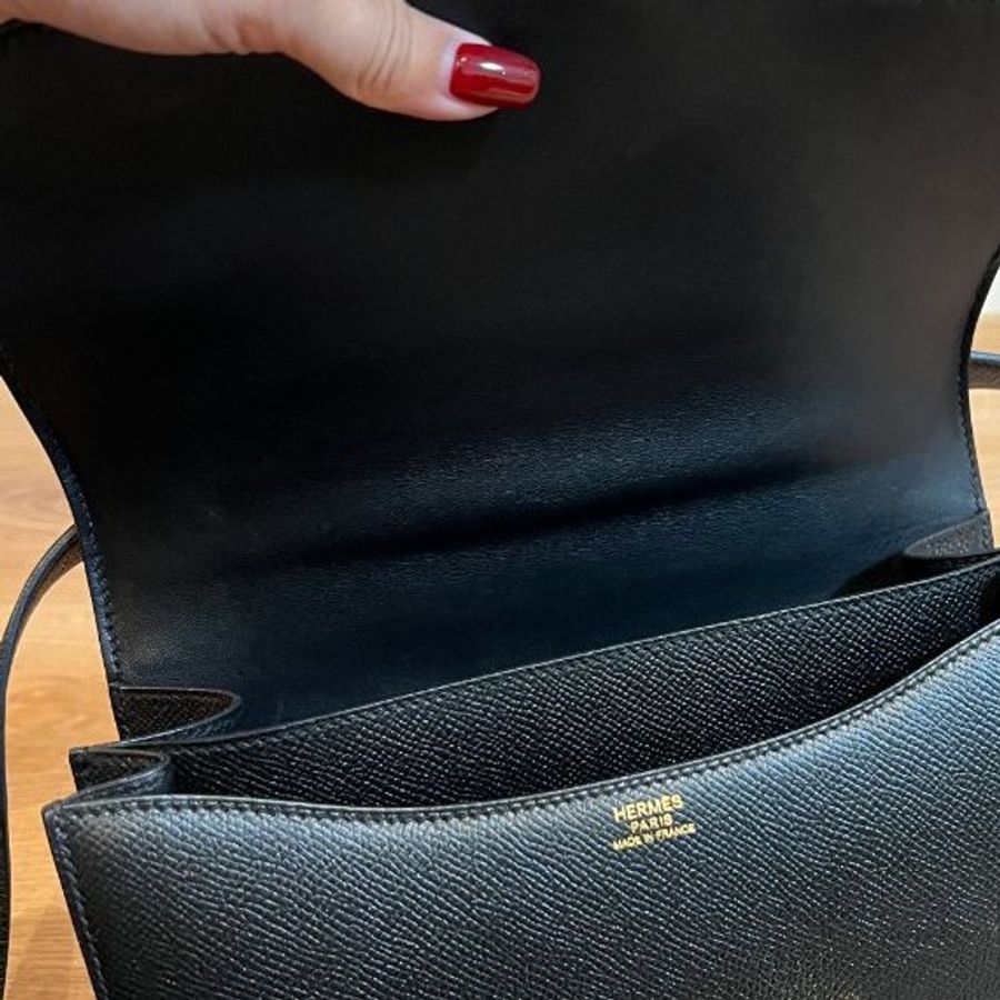 HERMÈS 愛馬仕 Constance 24 Epsom皮 康康 經典黑 黑金 玫瑰 金釦 斜背包 肩背包 手提包 側背包-33