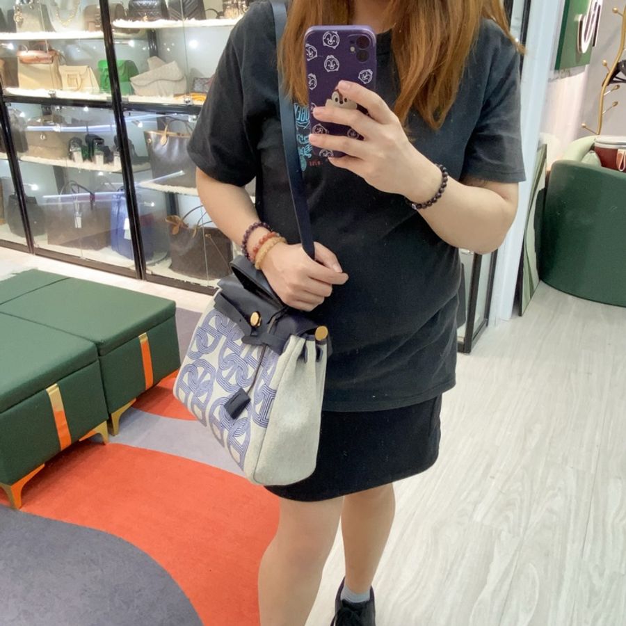 HERMES HERBAG 31 灰藍色 豬鼻 U Stamp 手提 單肩包-1