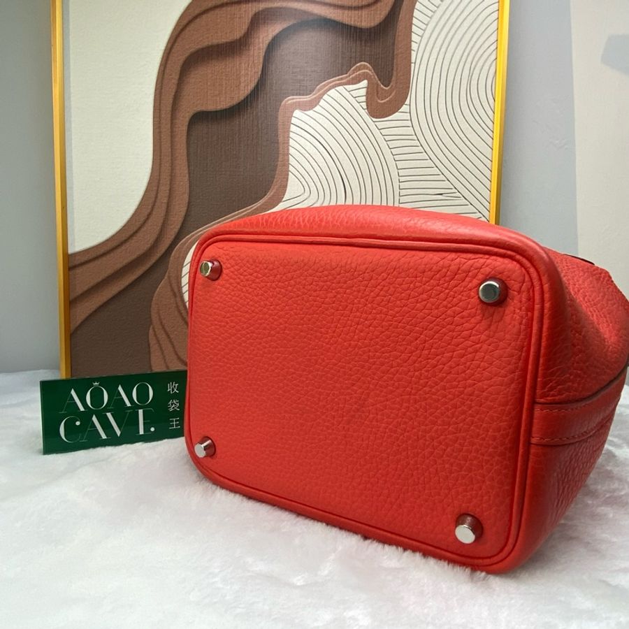 HERMES PICOTIN 18 紅色菜籃子 U stamp 手提包-5