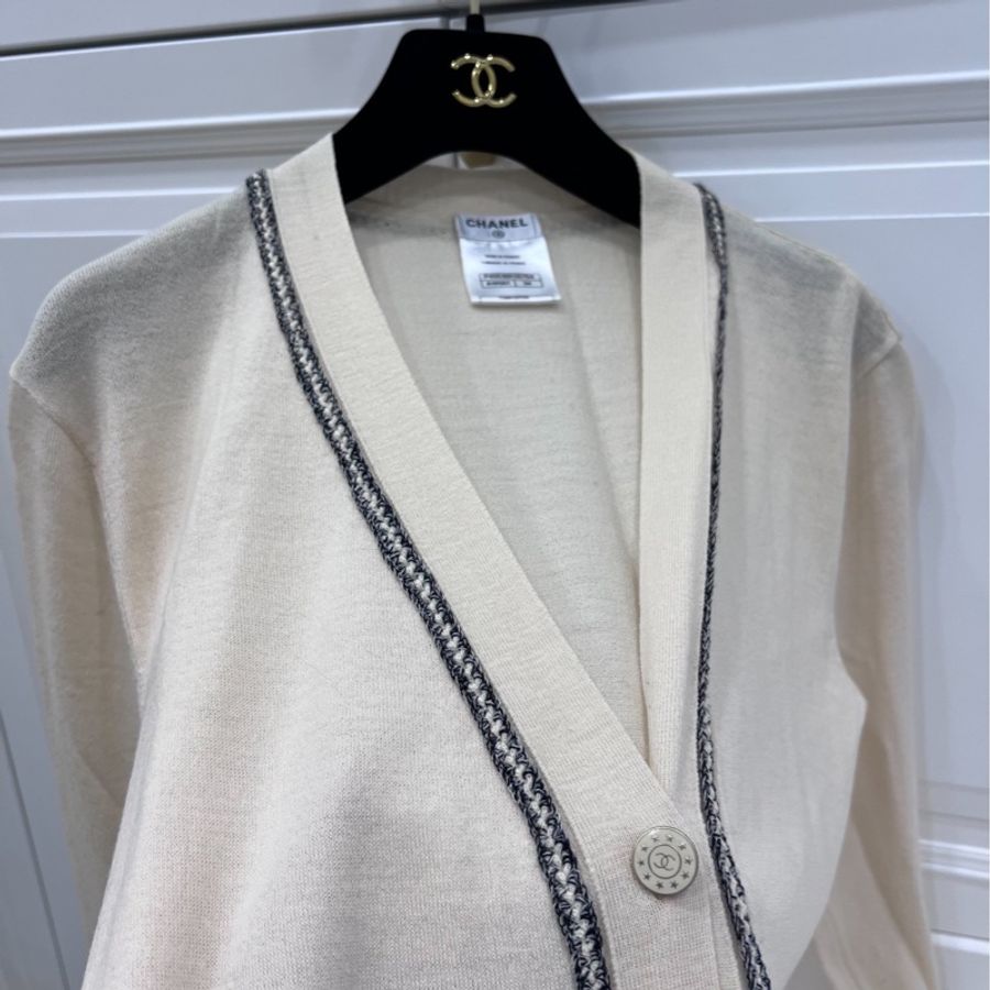 CHANEL 香奈兒 白色 長版 針織外套 外套 洋裝-3