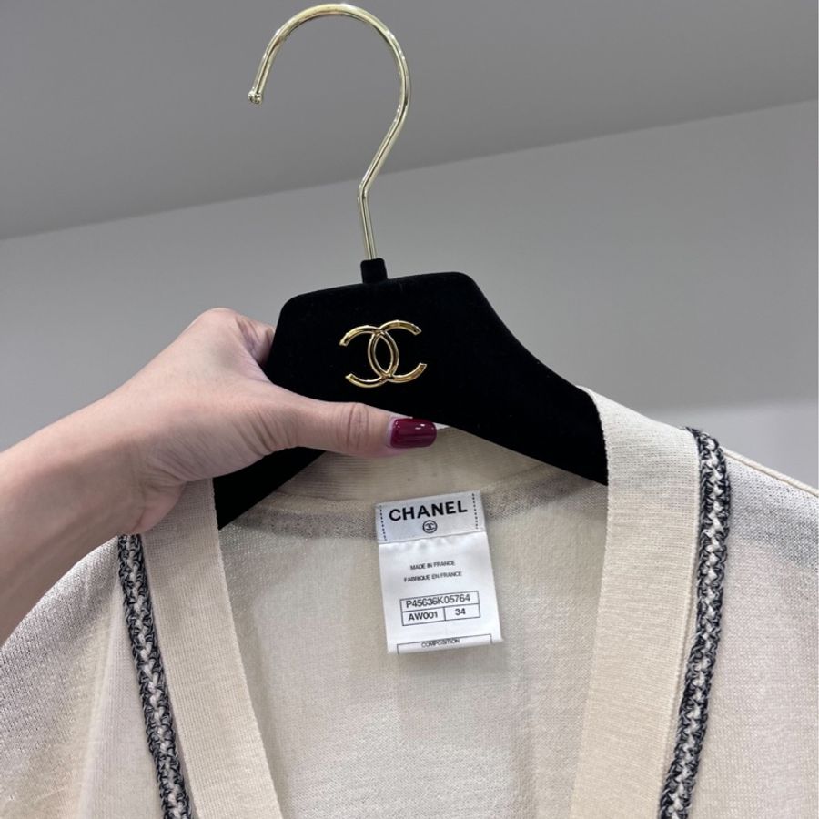 CHANEL 香奈兒 白色 長版 針織外套 外套 洋裝-7