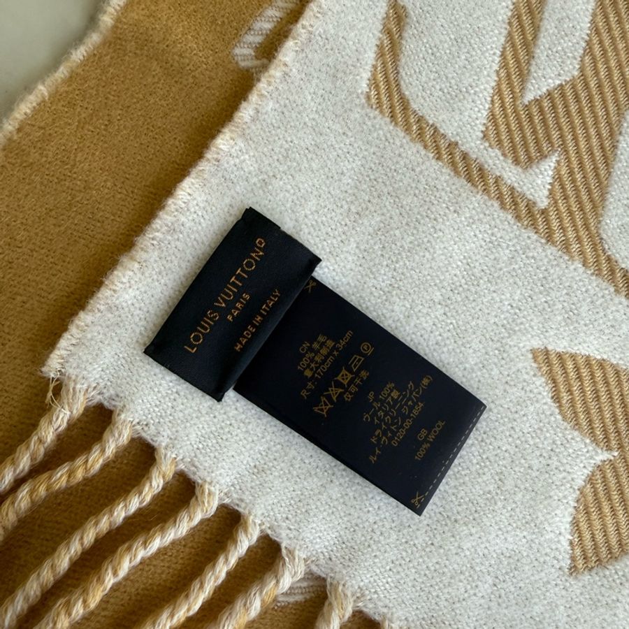 Louis Vuitton 純羊毛 奶茶色圍巾-5