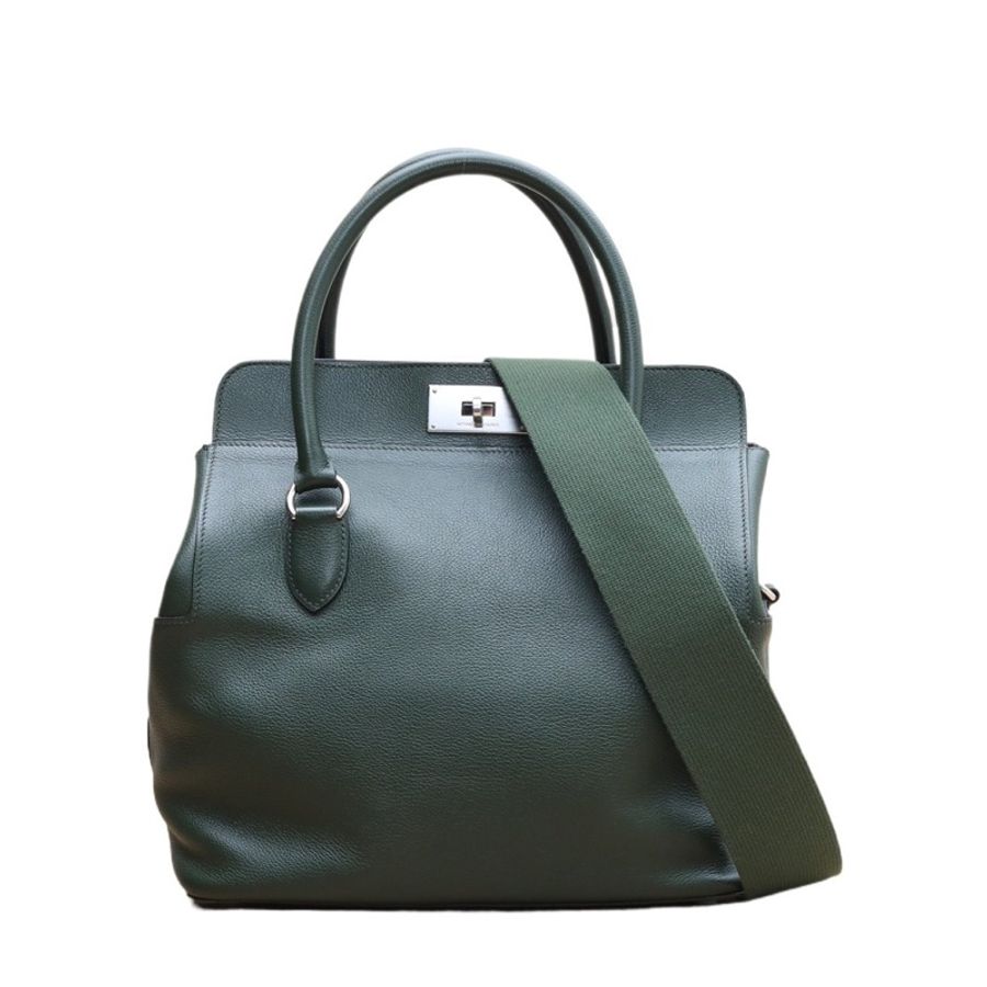 HERMES(愛馬仕) Toolbox 牛奶盒子 26 67祖母綠 Epsom皮 A刻 銀扣-4