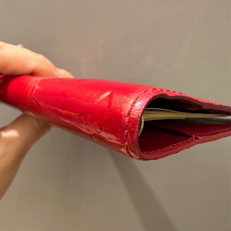Louis Vuitton LV 6孔 紅色漆皮記事本-12