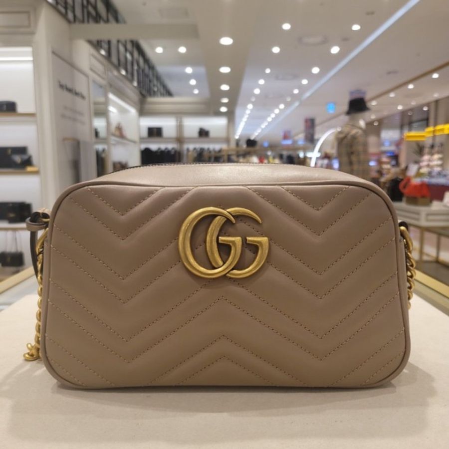 Gucci GG Marmont 447632 小款立體浮雕相機包 乾燥玫瑰粉色《當季專櫃正售★全新商品 》-8